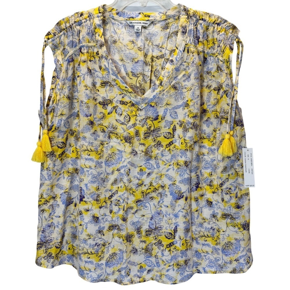 Zac & Rachel Flowy Plus Size Boho Summer Woman Floral Sleeveless Top Blouse 1X